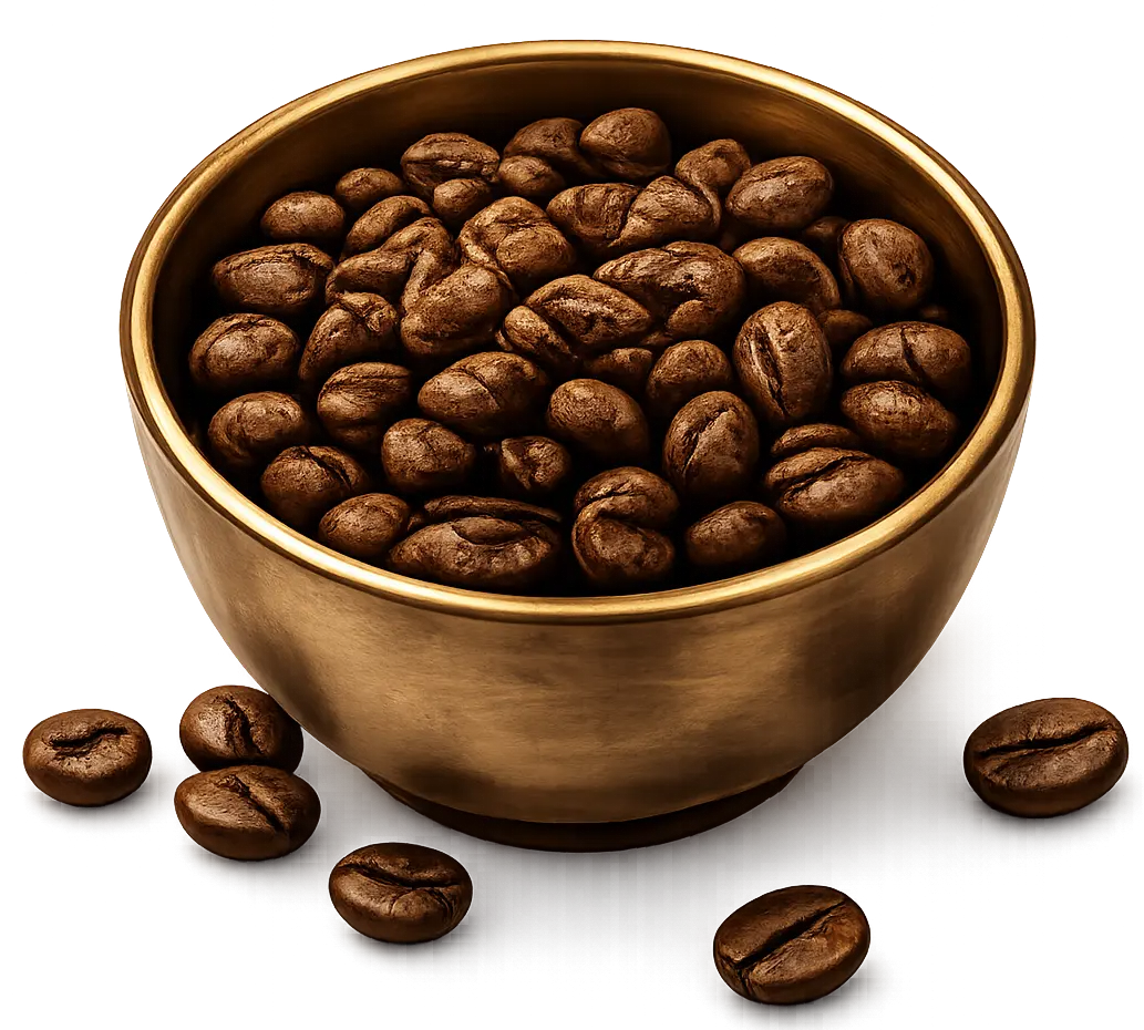 Freshly roasted coffee beans in a bowl
