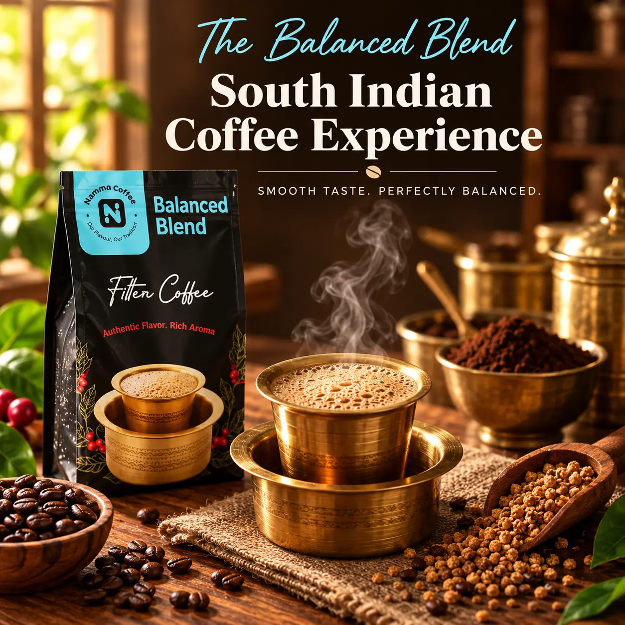 Preparing traditional South Indian filter coffee with Balanced Blend