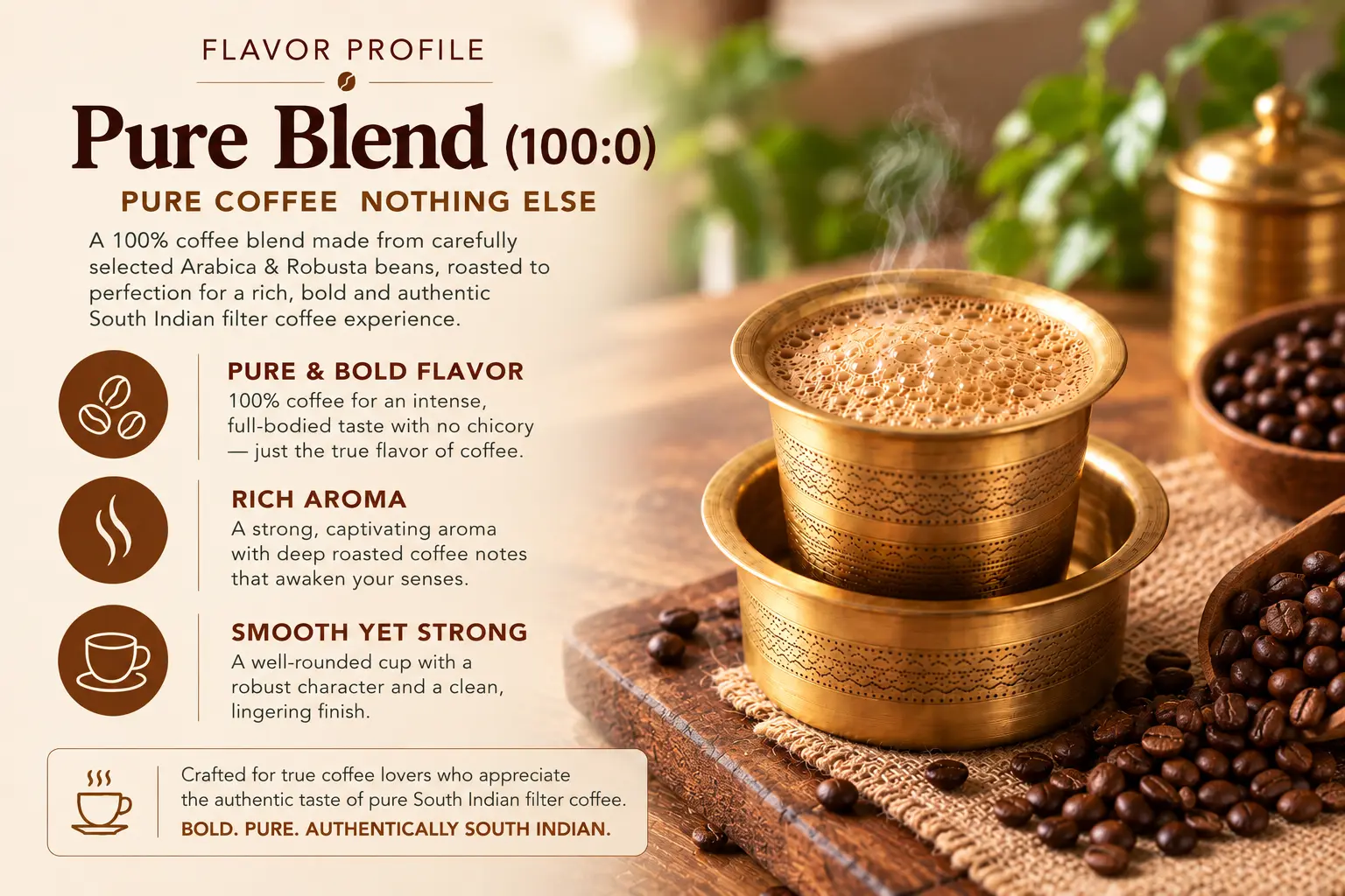 Flavour profile of Pure Blend filter coffee powder
