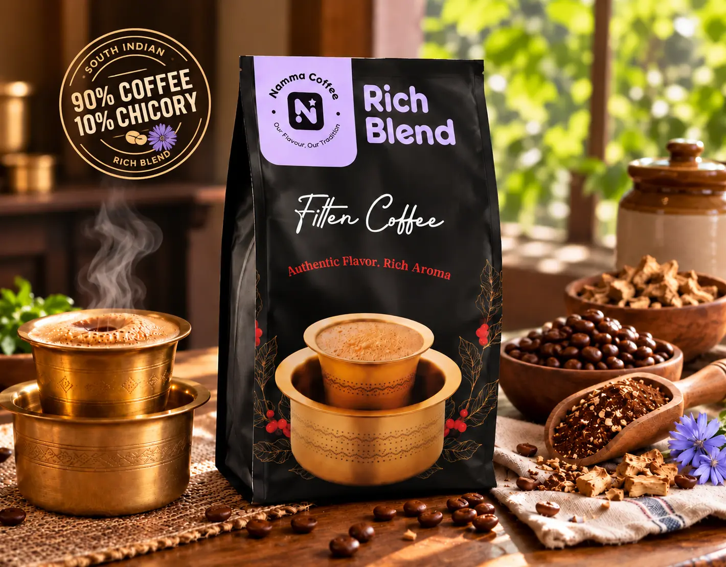 Namma Coffee Rich Blend filter coffee powder, 90% coffee and 10% chicory, 500g
