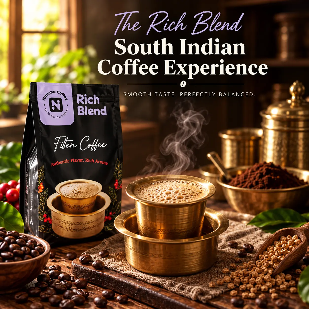 Preparing traditional South Indian filter coffee with Rich Blend